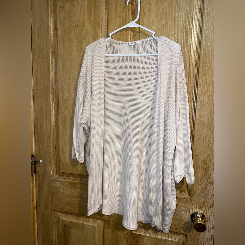 Cozy Open-Front Knit Cardigan Sweater - Cream. Ginger G size large